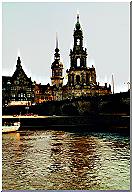 Dresden mit Hofkirche, Schloss, Augustusbrücke; 22.8.2001. Bild: UVS